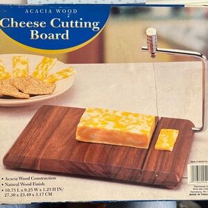 Acacia Wood Cheese Cutting Board with Wire Slicer- vintage in original packaging